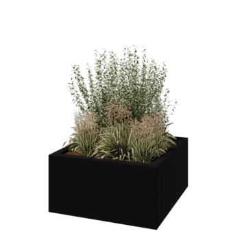 Stakloplastična tegla za cvijeće - Kvadrat - 120 x 120 x 60 cm - RAL9005 mat (crna) - S dnom