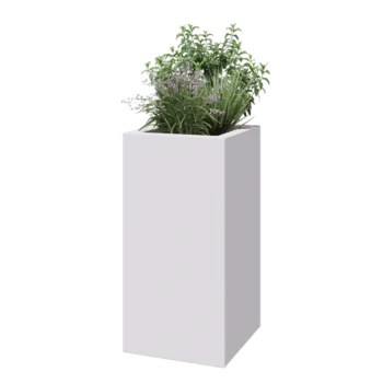 Stakloplastična tegla za cvijeće - Kvadrat - 50 x 50 x 100 cm - RAL9010 mat (bijela) - S dnom