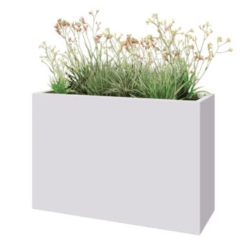 Stakloplastična tegla za cvijeće - Pravougaonik - 120 x 40 x 80 cm - RAL9010 mat (bijela) - S dnom
