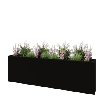 Stakloplastična tegla za cvijeće - Pravougaonik - 200 x 30 x 60 cm - RAL9005 mat (crna) - S dnom