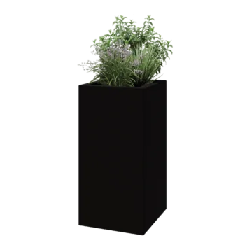 Stakloplastična tegla za cvijeće - Kvadrat - 50 x 50 x 100 cm - RAL9005 mat (crna) - S dnom