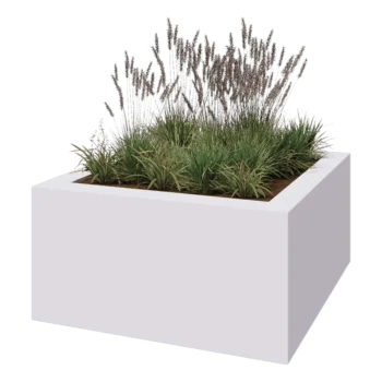 Stakloplastična tegla za cvijeće - Kvadrat - 160 x 160 x 80 cm - RAL9010 mat (bijela) - S dnom
