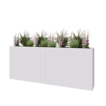 Čelična tegla za cvijeće XXL - Pravokutnik - 200 x 30 x 80 cm - RAL9010 mat (bijela) - S donjom pločom