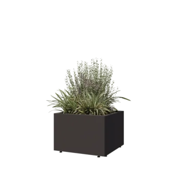 Čelična tegla za cvijeće - Kvadrat - 60 x 60 x 40 cm - Druga RAL boja - S donjom pločom - S nogama