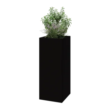 Stakloplastična tegla za cvijeće - Kvadrat - 40 x 40 x 100 cm - RAL9005 mat (crna) - S dnom
