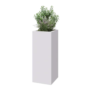 Stakloplastična tegla za cvijeće - Kvadrat - 40 x 40 x 100 cm - RAL9010 mat (bijela) - S dnom