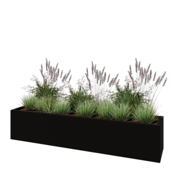 Stakloplastična tegla za cvijeće - Pravougaonik - 200 x 40 x 40 cm - RAL9005 mat (crna) - S dnom
