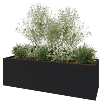 Stakloplastična tegla za cvijeće - Pravougaonik - 200 x 60 x 60 cm - RAL7016 mat (antracit siva) - S dnom