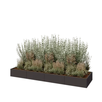 Čelična tegla za cvijeće XXL - Pravokutnik - 320 x 80 x 30 cm - RAL7016 mat (antracit siva) - Bez donje ploče