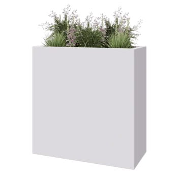 Stakloplastična tegla za cvijeće - Pravougaonik - 100 x 40 x 100 cm - RAL9010 mat (bijela) - S dnom