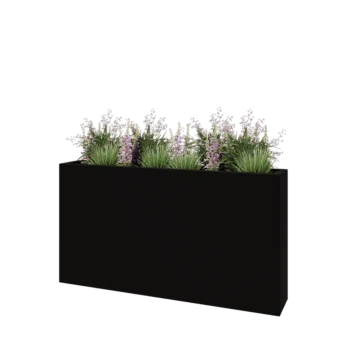 Stakloplastična tegla za cvijeće - Pravougaonik - 150 x 25 x 80 cm - RAL9005 mat (crna) - S dnom
