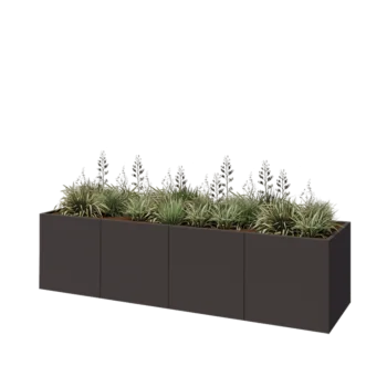 Čelična tegla za cvijeće XXL - Pravokutnik - 320 x 80 x 80 cm - RAL7016 mat (antracit siva) - S donjom pločom