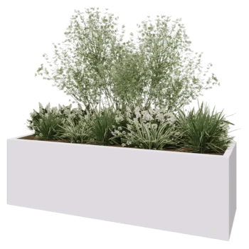Stakloplastična tegla za cvijeće - Pravougaonik - 200 x 60 x 60 cm - RAL9010 mat (bijela) - S dnom