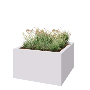 Stakloplastična tegla za cvijeće - Kvadrat - 140 x 140 x 80 cm - RAL9010 mat (bijela) - S dnom