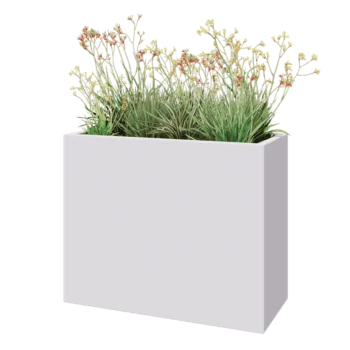 Stakloplastična tegla za cvijeće - Pravougaonik - 100 x 40 x 80 cm - RAL9010 mat (bijela) - S dnom