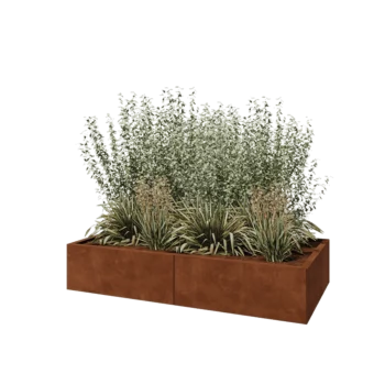 Corten čelik tegla za cvijeće XXL - Pravokutnik - 160 x 80 x 30 cm - S donjom pločom