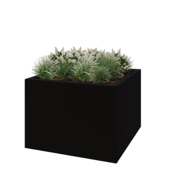 Stakloplastična tegla za cvijeće - Kvadrat - 140 x 140 x 100 cm - RAL9005 mat (crna) - S dnom