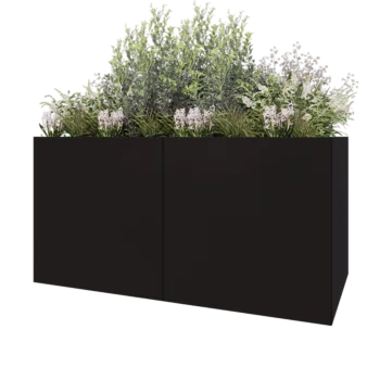 Čelična tegla za cvijeće XXL - Pravokutnik - 200 x 100 x 100 cm - RAL9005 mat (crna) - S donjom pločom