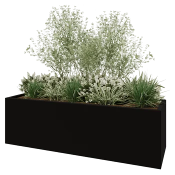 Stakloplastična tegla za cvijeće - Pravougaonik - 200 x 60 x 60 cm - RAL9005 mat (crna) - S dnom