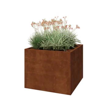 Corten čelik tegla za cvijeće - Kvadrat - 100 x 100 x 80 cm - S donjom pločom