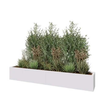Čelična tegla za cvijeće XXL - Pravokutnik - 200 x 30 x 30 cm - RAL9010 mat (bijela) - S donjom pločom