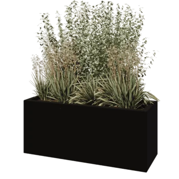 Stakloplastična tegla za cvijeće - Pravougaonik - 120 x 40 x 50 cm - RAL9005 mat (crna) - S dnom