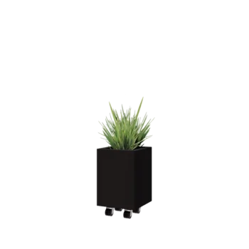 Čelična tegla za cvijeće - Kvadrat - 30 x 30 x 40 cm - RAL9005 mat (crna) - S donjom pločom - S kotačima