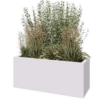 Stakloplastična tegla za cvijeće - Pravougaonik - 120 x 40 x 50 cm - RAL9010 mat (bijela) - S dnom