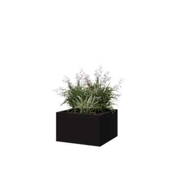 Čelična tegla za cvijeće - Kvadrat - 50 x 50 x 30 cm - RAL9005 mat (crna) - S donjom pločom