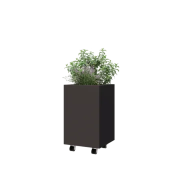 Čelična tegla za cvijeće - Kvadrat - 40 x 40 x 60 cm - Druga RAL boja - S donjom pločom - S kotačima