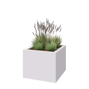 Stakloplastična tegla za cvijeće - Kvadrat - 100 x 100 x 80 cm - RAL9010 mat (bijela) - S dnom