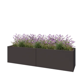 Čelična tegla za cvijeće XXL - Pravokutnik - 200 x 50 x 50 cm - RAL7016 mat (antracit siva) - S donjom pločom