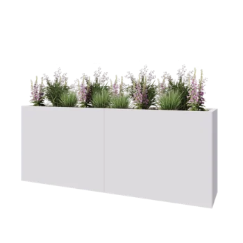 Čelična tegla za cvijeće XXL - Pravokutnik - 200 x 40 x 80 cm - RAL9010 mat (bijela) - S donjom pločom