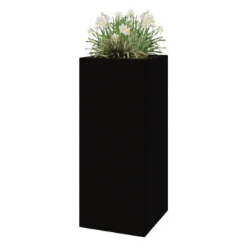 Stakloplastična tegla za cvijeće - Kvadrat - 50 x 50 x 120 cm - RAL9005 mat (crna) - S dnom