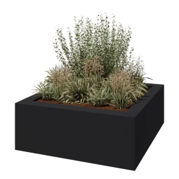 Stakloplastična tegla za cvijeće - Kvadrat - 160 x 160 x 60 cm - RAL7016 mat (antracit siva) - S dnom
