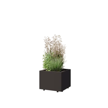 Čelična tegla za cvijeće - Kvadrat - 40 x 40 x 30 cm - Druga RAL boja - S donjom pločom - S nogama