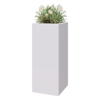 Stakloplastična tegla za cvijeće - Kvadrat - 50 x 50 x 120 cm - RAL9010 mat (bijela) - S dnom