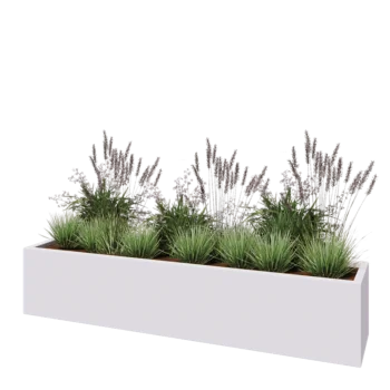 Stakloplastična tegla za cvijeće - Pravougaonik - 200 x 40 x 40 cm - RAL9010 mat (bijela) - S dnom