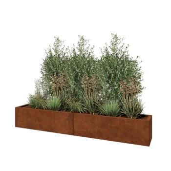 Corten čelik tegla za cvijeće XXL - Pravokutnik - 200 x 30 x 30 cm - S donjom pločom