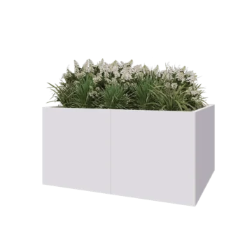 Čelična tegla za cvijeće XXL - Pravokutnik - 160 x 120 x 80 cm - RAL9010 mat (bijela) - Bez donje ploče