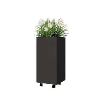 Čelična tegla za cvijeće - Kvadrat - 40 x 40 x 80 cm - Druga RAL boja - S donjom pločom - S kotačima