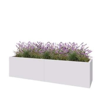 Čelična tegla za cvijeće XXL - Pravokutnik - 200 x 50 x 50 cm - RAL9010 mat (bijela) - Bez donje ploče