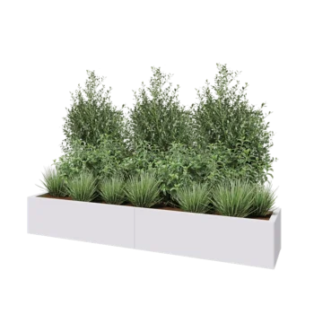 Čelična tegla za cvijeće XXL - Pravokutnik - 200 x 40 x 30 cm - RAL9010 mat (bijela) - S donjom pločom
