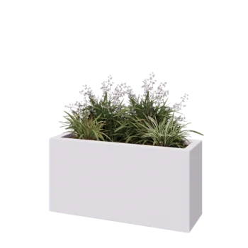 Stakloplastična tegla za cvijeće - Pravougaonik - 100 x 30 x 50 cm - RAL9010 mat (bijela) - S dnom