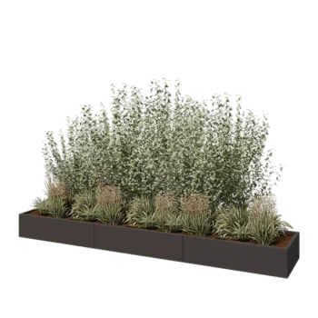 Čelična tegla za cvijeće XXL - Pravokutnik - 360 x 60 x 30 cm - RAL7016 mat (antracit siva) - S donjom pločom