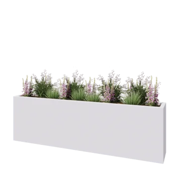 Stakloplastična tegla za cvijeće - Pravougaonik - 200 x 30 x 60 cm - RAL9010 mat (bijela) - S dnom