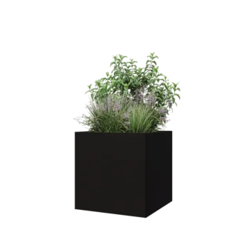 Čelična tegla za cvijeće - Kvadrat - 60 x 60 x 60 cm - RAL9005 mat (crna) - Bez donje ploče