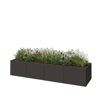 Čelična tegla za cvijeće XXL - Pravokutnik - 320 x 80 x 60 cm - RAL7016 mat (antracit siva) - S donjom pločom