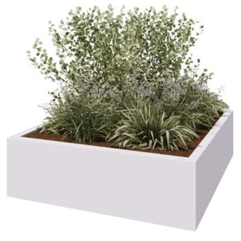 Stakloplastična tegla za cvijeće - Kvadrat - 200 x 200 x 60 cm - RAL9010 mat (bijela) - S dnom