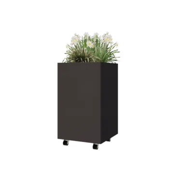 Čelična tegla za cvijeće - Kvadrat - 50 x 50 x 80 cm - RAL7016 mat (antracit siva) - S donjom pločom - S kotačima